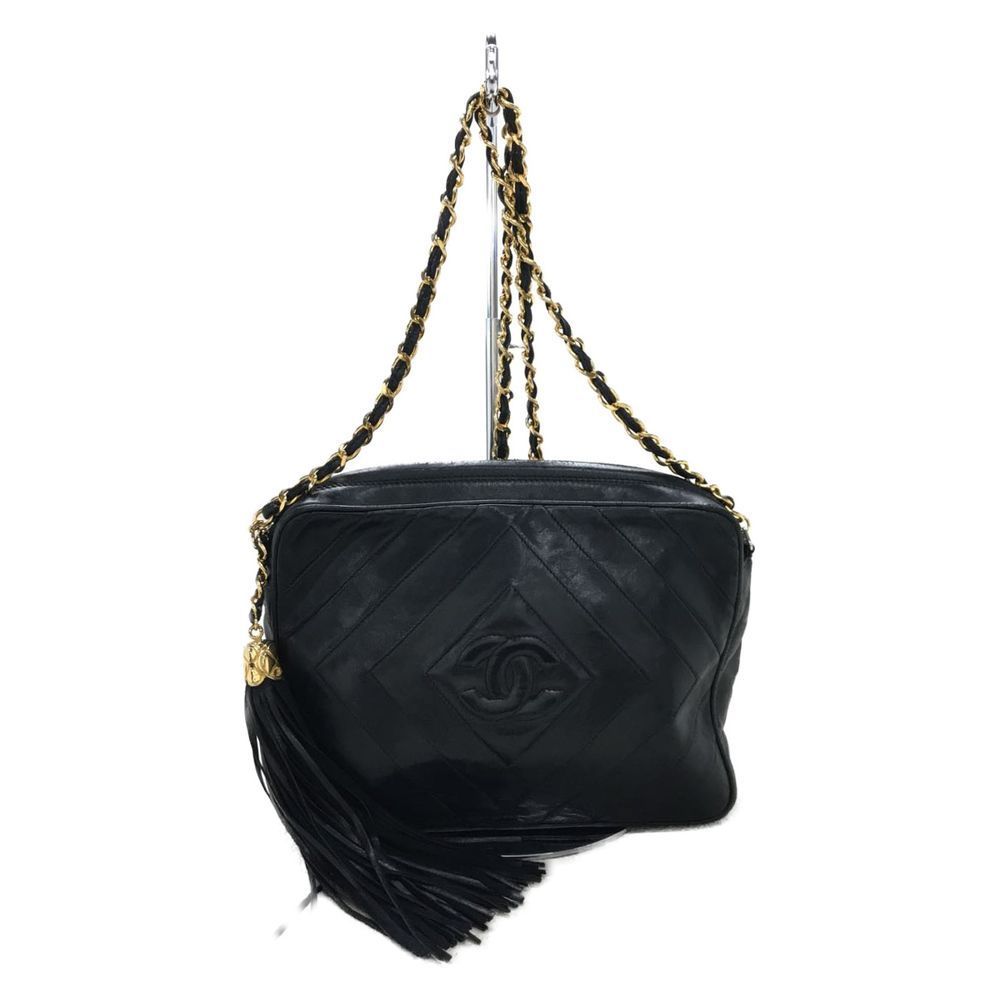 Chanel Chain Shoulder Bag Leather Black